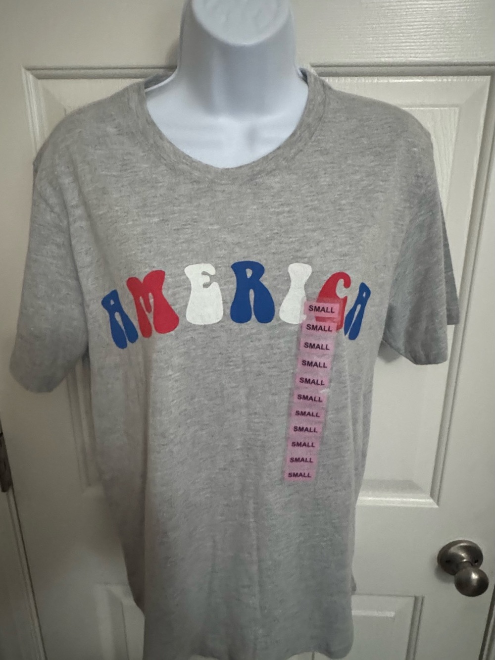 Gray 'AMERICA' Graphic Tee in Red, White & Blue